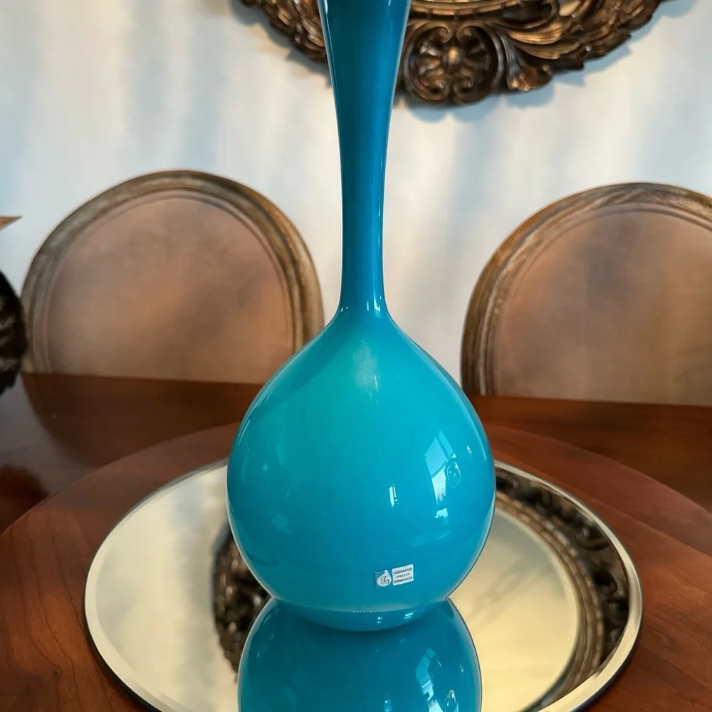 Blue Gloss Decorative Teardrop Vase - Unbranded